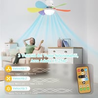 BomKra Mennyezeti Ventilátor LED Világítással - 30W Csendes Lámpa Távirányítóval, 3 Sebességfokozat, Időzítő, Fényerőszabályzás, Hálószobába 3