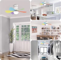 BomKra Mennyezeti Ventilátor LED Világítással - 30W Csendes Lámpa Távirányítóval, 3 Sebességfokozat, Időzítő, Fényerőszabályzás, Hálószobába 7