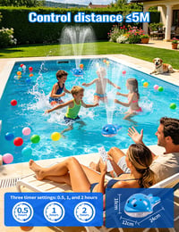 Fântână plutitoare pentru piscină BomKra cu iluminare și telecomandă, 12 moduri de iluminare, 2 moduri de fântână, reîncărcabilă, albastru, pentru piscine supraterane 6
