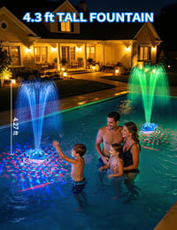 Fântână plutitoare pentru piscină BomKra cu iluminare și telecomandă, 12 moduri de iluminare, 2 moduri de fântână, reîncărcabilă, albastru, pentru piscine supraterane 2