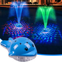 Fântână plutitoare pentru piscină BomKra cu iluminare și telecomandă, 12 moduri de iluminare, 2 moduri de fântână, reîncărcabilă, albastru, pentru piscine supraterane 1