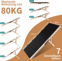 BommJokker 110 cm-es állítható kutyalépcső 35-65 cm magasság 7 fokozat fa 4