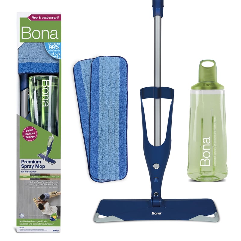 Bona Spray Mop s čistiacim prostriedkom na tvrdé podlahy (850 ml) a 2 návlekmi z mikrovlákna