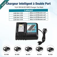 Bonadget 2 db 18V 5.0Ah akku és 4A DC18RC töltő Makita 14.4-18V BL1830 BL1850 BL1840 kompatibilis eszközhöz 6