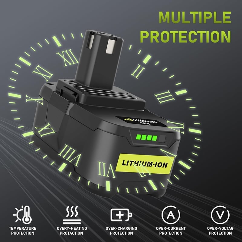 Bonadget 2x 18V 5.5Ah Lítium Akkumulátor Ryobi P108 P107 P122 P104 Szerszámokhoz