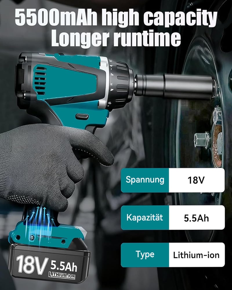 Bonadget 2x 18V 5,5Ah Makita BL1850B BL1840 BL1830 Akkumulátor LED-es