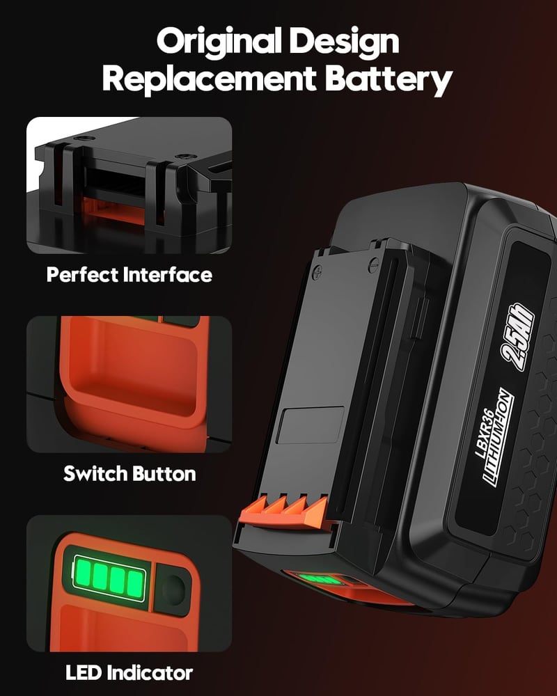 Bonadget LBXR36 36V 2.5Ah akkumulátor Black Decker szerszámokhoz