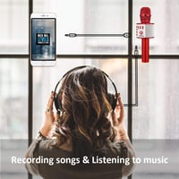 BONAOK 3 az 1-ben vezeték nélküli karaoke mikrofon piros, Bluetooth 5