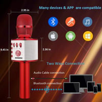BONAOK 3 az 1-ben vezeték nélküli karaoke mikrofon piros, Bluetooth 2