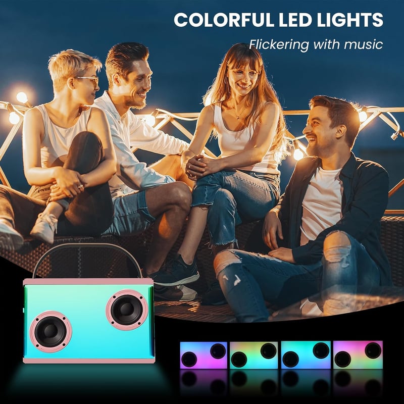 BONAOK hordozható Bluetooth karaoke rendszer 2 mikrofonos felnőtt karaoke készlet lámpákkal fekete dobozzal otthonra partihoz piknikhez kült