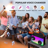 BONAOK hordozható Bluetooth karaoke rendszer 2 mikrofonos felnőtt karaoke készlet lámpákkal fekete dobozzal otthonra partihoz piknikhez kült 6