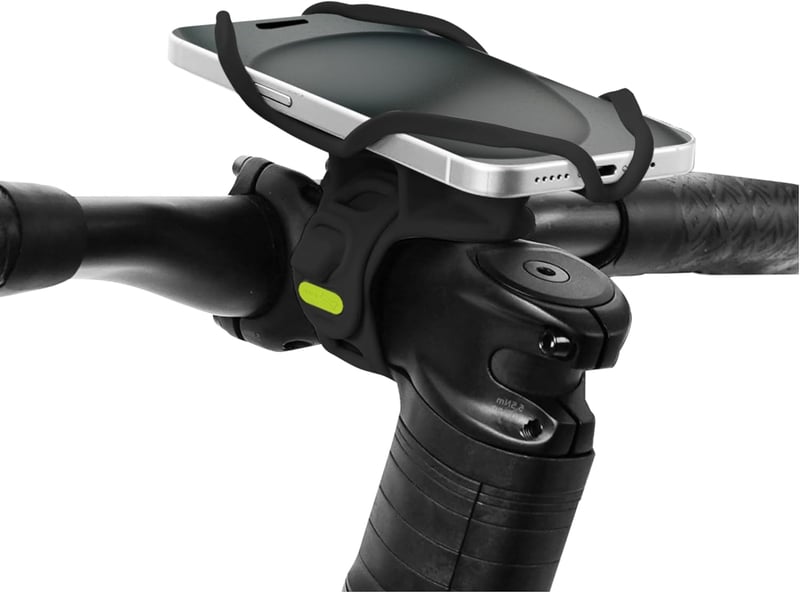 Bone Bike Tie 5 Pro kerékpár kormánycsőre szerelhető telefon tartó szilikon ütéscsillapítással 4.7-7.2 hüvelyk fekete iPhone 17 16 15 ú