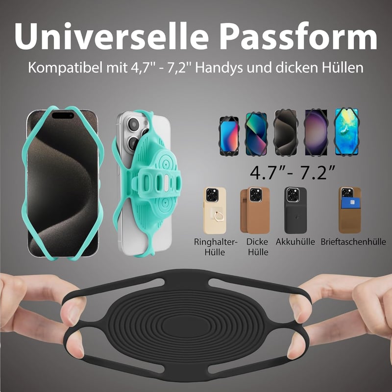 Bone Bike Tie 5 Pro kerékpár kormánycsőre szerelhető telefon tartó szilikon ütéscsillapítással 4.7-7.2 hüvelyk fekete iPhone 17 16 15 ú
