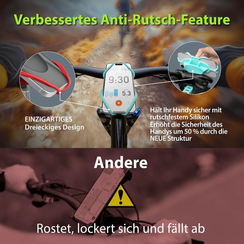Bone Bike Tie 5 Pro kerékpár kormánycsőre szerelhető telefon tartó szilikon ütéscsillapítással 4.7-7.2 hüvelyk fekete iPhone 17 16 15 ú