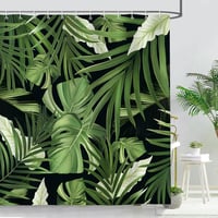 Bonhause Zuhanyfüggöny Trópusi Levelek Zöld Növények 180x180cm Vízálló 1