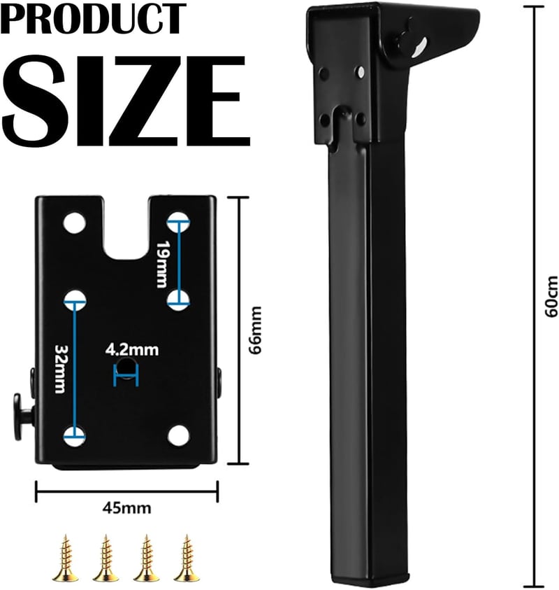 BONJUME 4 db fém asztalláb 60 cm összecsukható bútor láb fekete