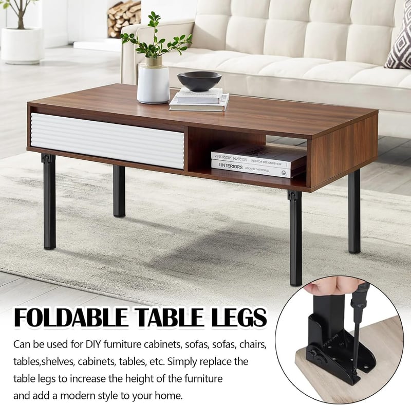 BONJUME 4 db fém asztalláb 60 cm összecsukható bútor láb fekete