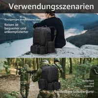 Vojenský taktický batoh BONJUME 60L so systémom MOLLE – Vodotesný turistický batoh pre mužov aj ženy na kempovanie, horolezectvo a cestovanie 8
