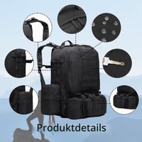 Vojenský taktický batoh BONJUME 60L so systémom MOLLE – Vodotesný turistický batoh pre mužov aj ženy na kempovanie, horolezectvo a cestovanie 4