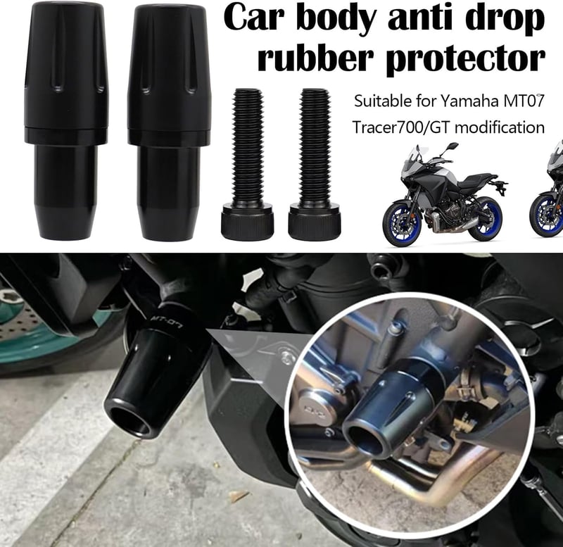 BONJUME CNC bukókeret csúszka motorhoz Yamaha MT-07 FZ07 Tracer 2014-2024 esésvédő csapágyvédő párban fekete