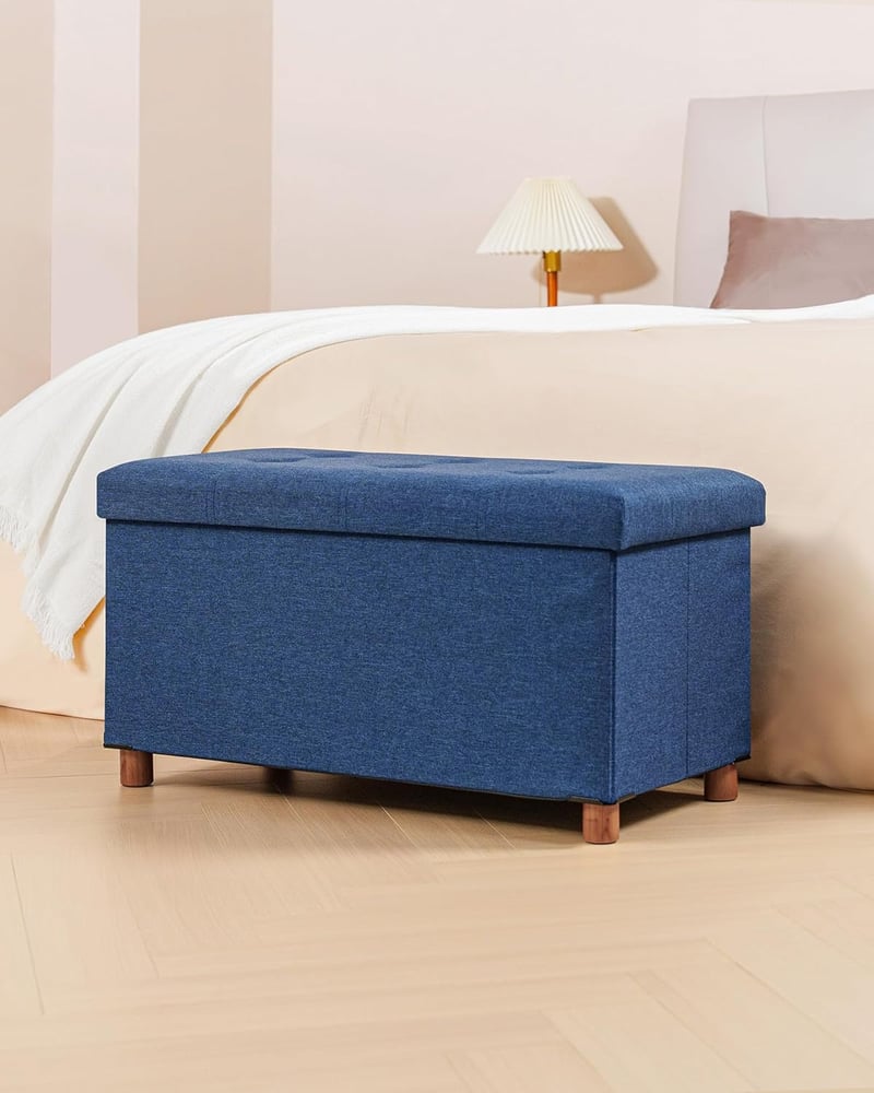 Bonlife Tárrolós Pad Kék 76x38x38cm Összecsukható Tárolóláda