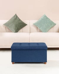 Bonlife Tárrolós Pad Kék 76x38x38cm Összecsukható Tárolóláda 6