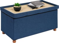 Bonlife Tárrolós Pad Kék 76x38x38cm Összecsukható Tárolóláda 1