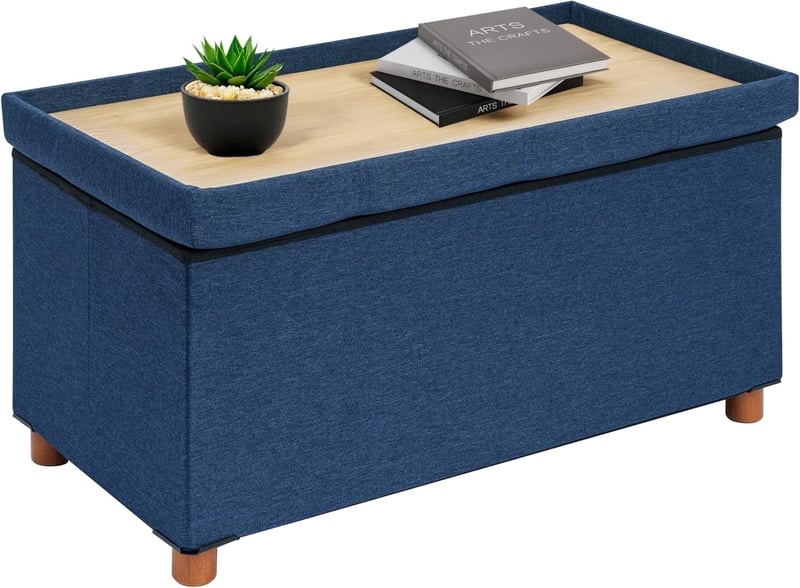 Bonlife Tárrolós Pad Kék 76x38x38cm Összecsukható Tárolóláda
