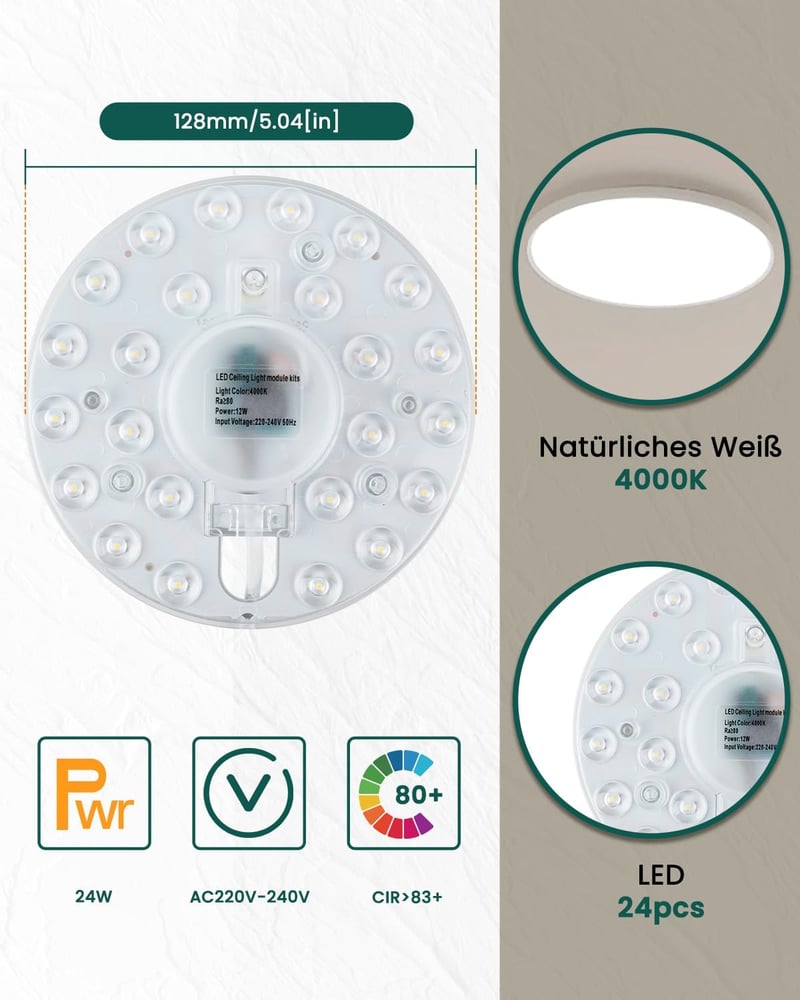 Bonlux 12W LED Modul Mennyezeti Lámpa Átalakító Készlet Természetes Fehér 4000K