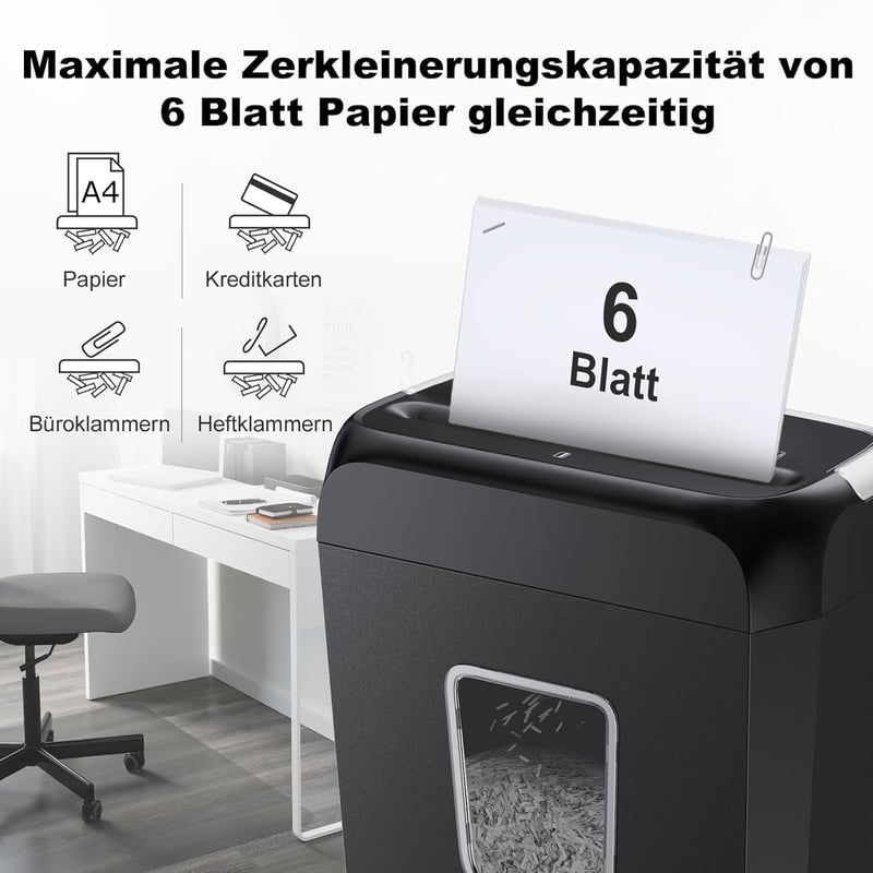 Bonsaii C237-B Iratmegsemmisítő 6 Lap Kapacitás, P-4 Biztonsági Szint, 13L Gyűjtőtartály - 6-Sheet