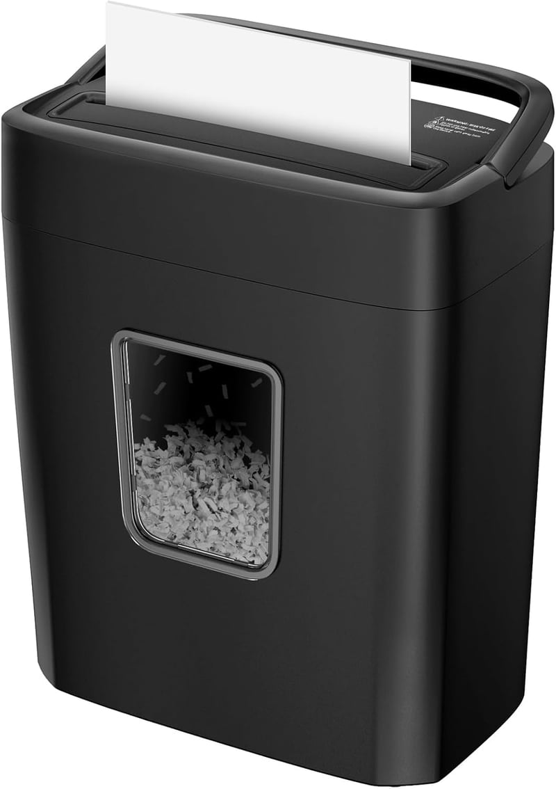bonsaii C261-C 8 lapos papírvágó aprítógép P-4 biztonsági szinttel, keresztvágás 5 x 14 mm, fekete, 16 l gyűjtő, Start Stop, túlmelegedés vé