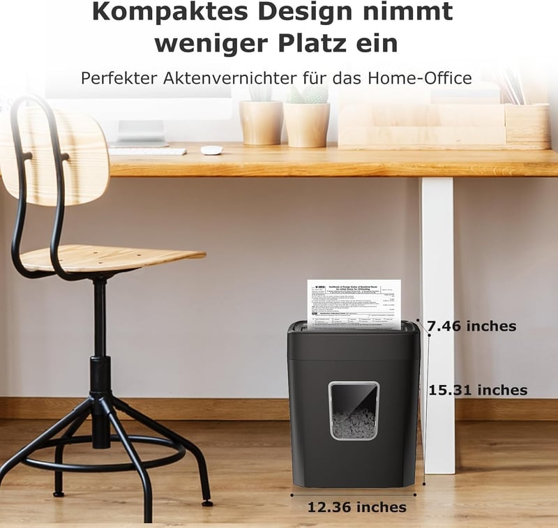 bonsaii C261-C 8 lapos papírvágó aprítógép P-4 biztonsági szinttel, keresztvágás 5 x 14 mm, fekete, 16 l gyűjtő, Start Stop, túlmelegedés vé