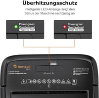 bonsaii C261-C 8 lapos papírvágó aprítógép P-4 biztonsági szinttel, keresztvágás 5 x 14 mm, fekete, 16 l gyűjtő, Start Stop, túlmelegedés vé 6
