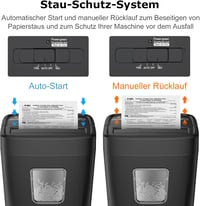 bonsaii C261-C 8 lapos papírvágó aprítógép P-4 biztonsági szinttel, keresztvágás 5 x 14 mm, fekete, 16 l gyűjtő, Start Stop, túlmelegedés vé 5