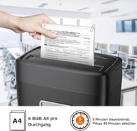Bonsaii C261-D Iratmegsemmisítő P4 Biztonsági Szinttel - 6 Lapos Aprítás, Hitelkártya és Gémkapocs Darálás, 16L Tartály, Hordozható Fogantyú 3