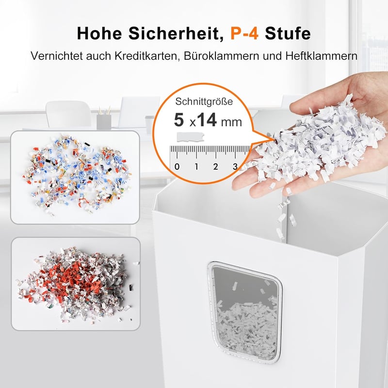 Bonsaii C277-C Iratmegsemmisítő, 8 Lapos P-4 Biztonsági Szintű Keresztvágó, 5x14mm, Bankkártya és Gémkapocs Aprító, Túlmelegedés Elleni Véde