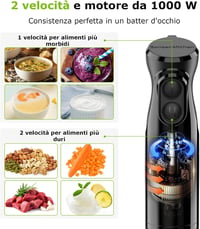 Bonsenkitchen HB3201 merülő botmixer 1000 W, rozsdamentes acél - fekete 3