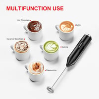 Bonsenkitchen kézi tejhabosító mixer rozsdamentes acél habverővel fekete 4