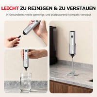 Bonsenkitchen USB-s tölthető kézi tejhabosító állvánnyal, rozsdamentes acél 6