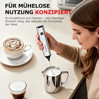Bonsenkitchen USB-s tölthető kézi tejhabosító állvánnyal, rozsdamentes acél 7