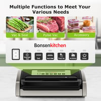 Bonsenkitchen Vákuumfóliázó Gép Globefish Technológiával - Műanyag Házas Élelmiszer Tartósító 125W - 2 Tekercs Tasakkal 4