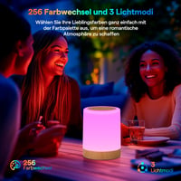 Bonsery érintős LED éjjeli lámpa 256 színnel, 3 fénymóddal, tompítható, USB tölthető kábel nélküli időzítővel és memóriával, kampóval, gyere 4