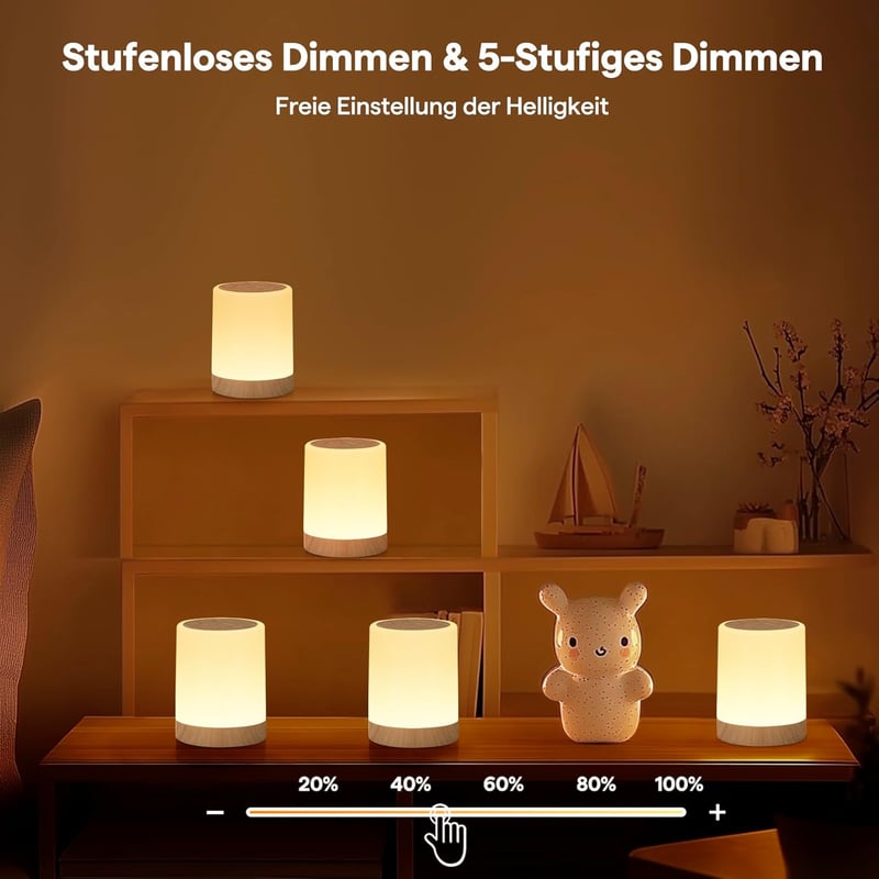 Bonsery érintős LED éjjeli lámpa 256 színnel, 3 fénymóddal, tompítható, USB tölthető kábel nélküli időzítővel és memóriával, kampóval, gyere