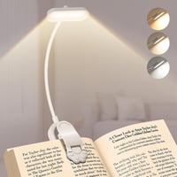 Bonsery Könyvcsipeszes olvasólámpa 360 rugalmas, USB-C újratölthető, 16 LED, fokozatmentes fényerő, 3 szín, fehér 1