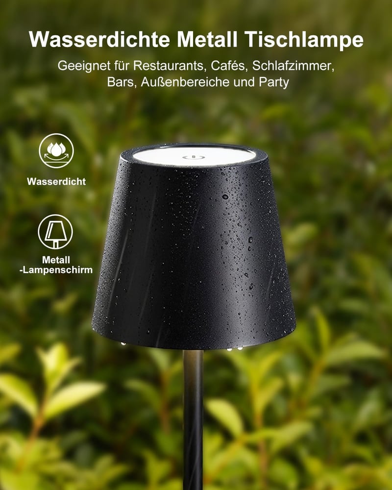 Bonsery LED asztali lámpa 5200 mAh akkumulátor, USB töltés, 3 színhőmérséklet, vízálló, dimmer