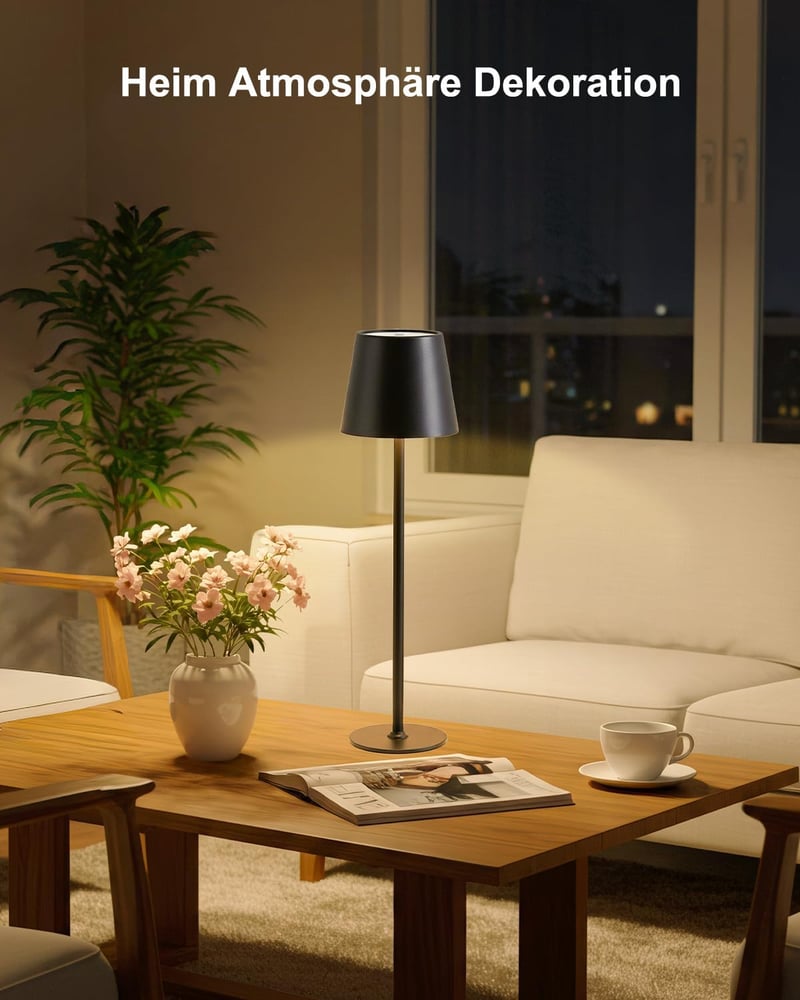 Bonsery LED asztali lámpa 5200 mAh akkumulátor, USB töltés, 3 színhőmérséklet, vízálló, dimmer