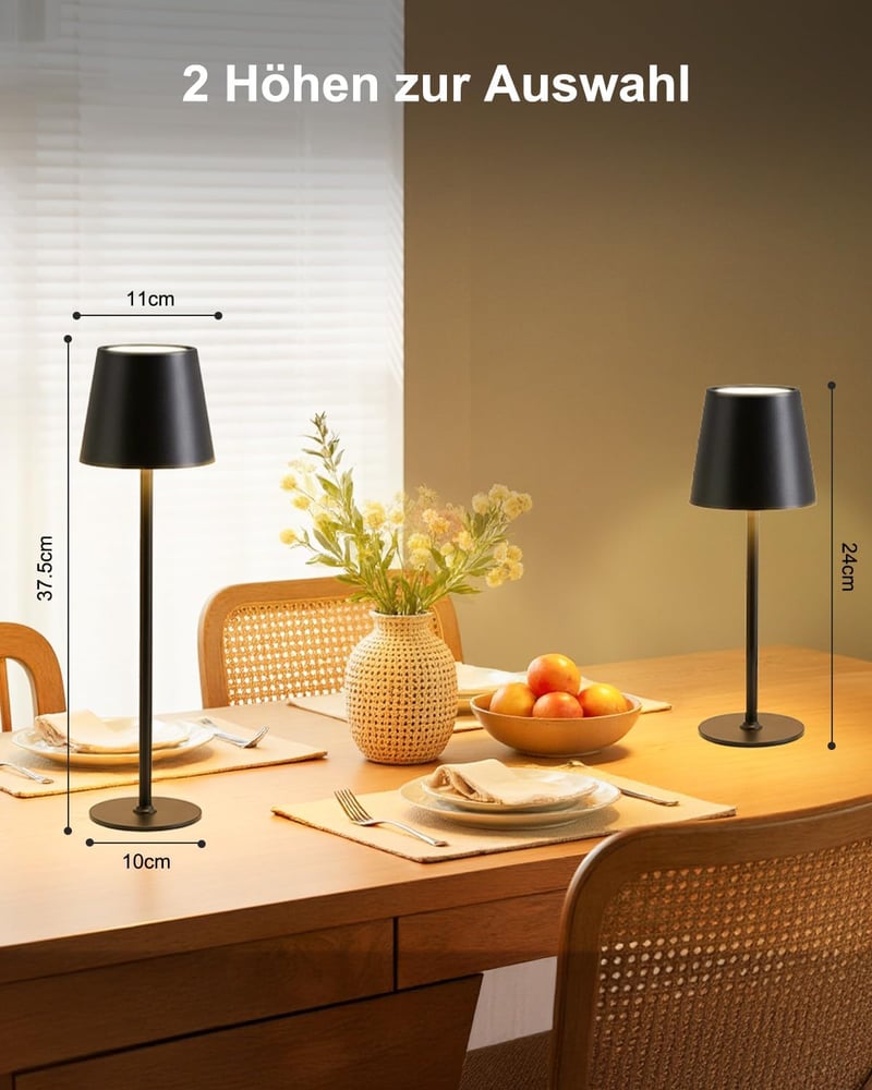 Bonsery LED asztali lámpa 5200 mAh akkumulátor, USB töltés, 3 színhőmérséklet, vízálló, dimmer