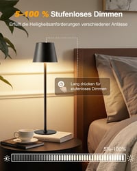 Bonsery LED asztali lámpa 5200 mAh akkumulátor, USB töltés, 3 színhőmérséklet, vízálló, dimmer 3
