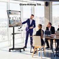 BONTEC Dönthető TV Állvány Kerekekkel 23-60" LED/LCD/OLED Képernyőkhöz, Magasságállítható Mobil TV Tartó Médiatálcával, 25kg Teherbírás 2