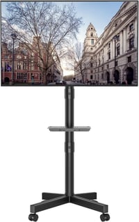 BONTEC Dönthető TV Állvány Kerekekkel 23-60" LED/LCD/OLED Képernyőkhöz, Magasságállítható Mobil TV Tartó Médiatálcával, 25kg Teherbírás 1